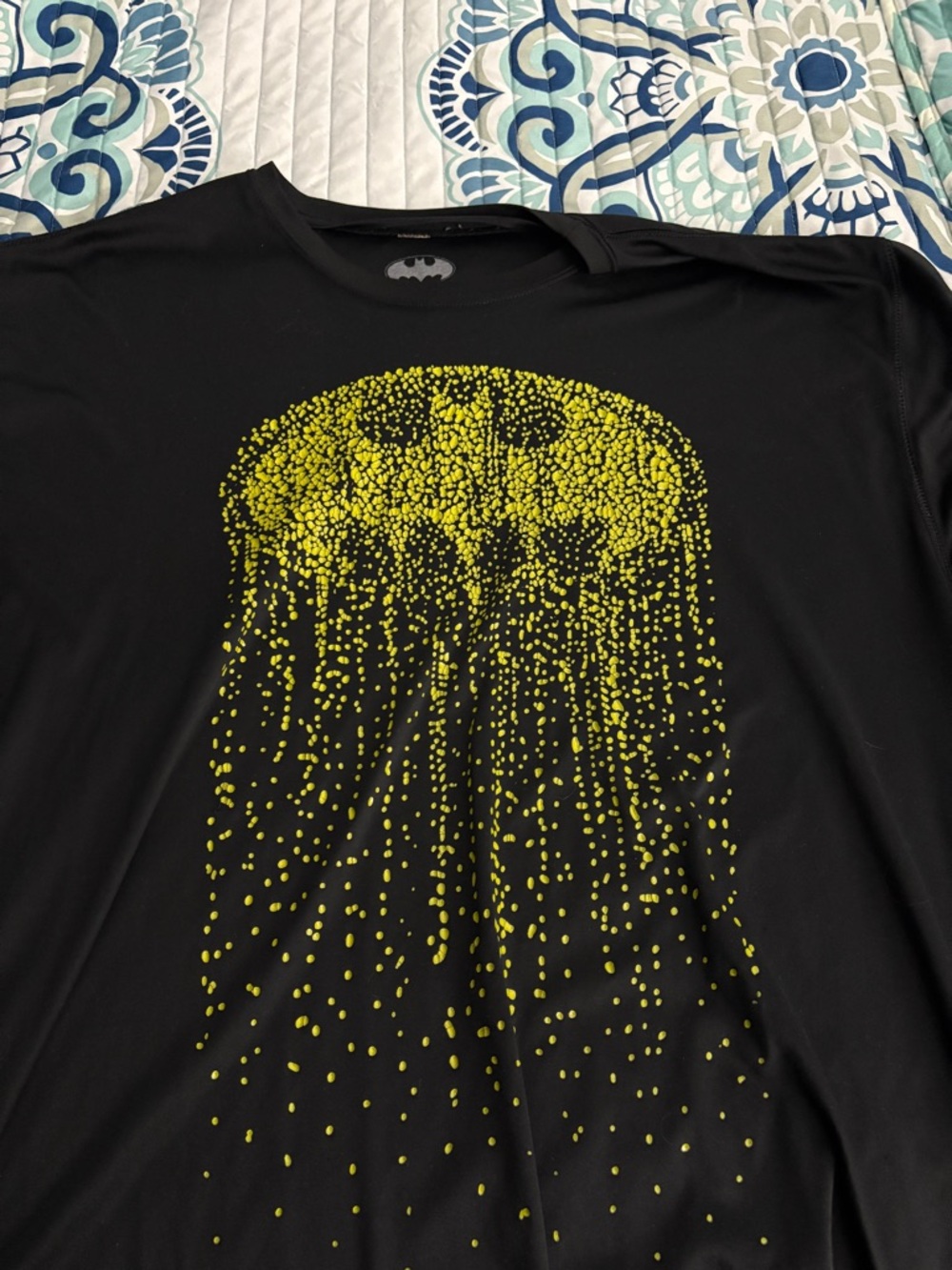 DC Comics Black Short Sleeve Tee with Yellow Drip Batman Logo
